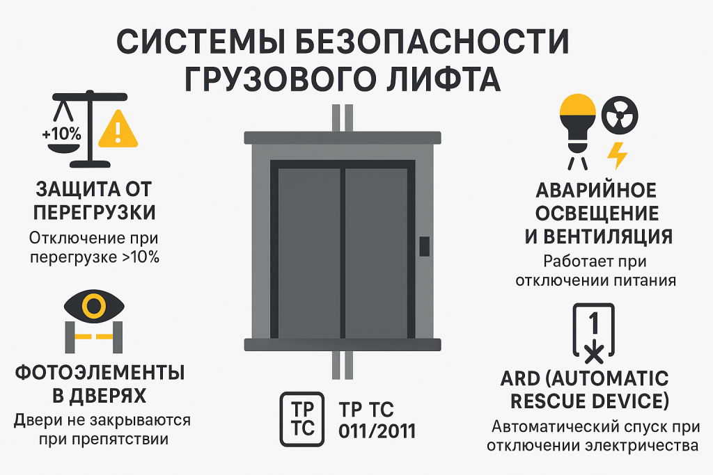 Системы безопасности грузопассажирского лифта