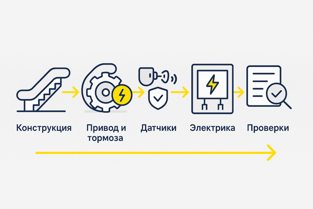 ГОСТ 35275.1-2025: требования безопасности и методы проверки эскалаторов и пассажирских конвейеров